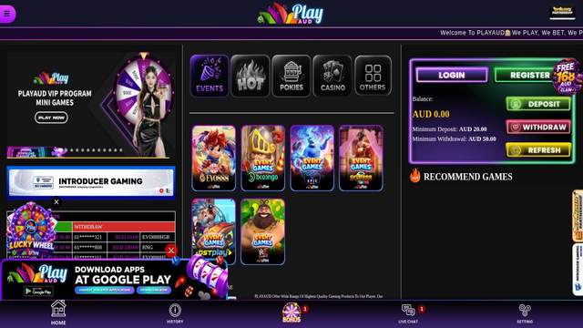 PlayAUD casino screenshot